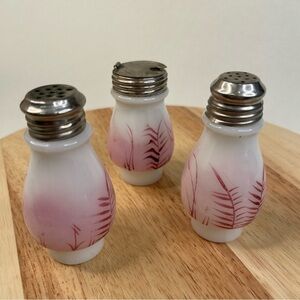 Mt Washington Milk Glass Fern Condiment Shakers Antique